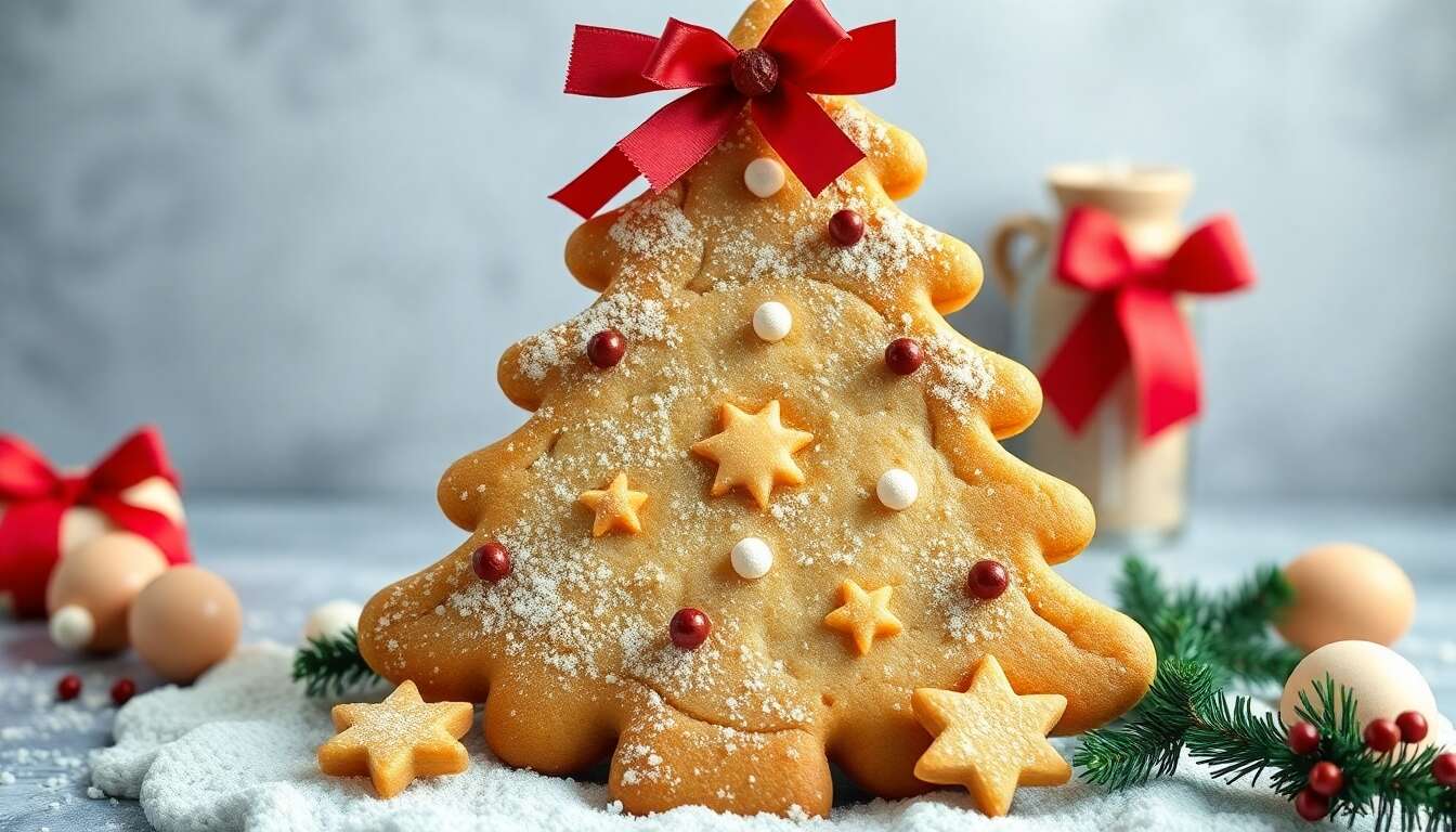 Recette de biscuit géant en forme de sapin pour Noël