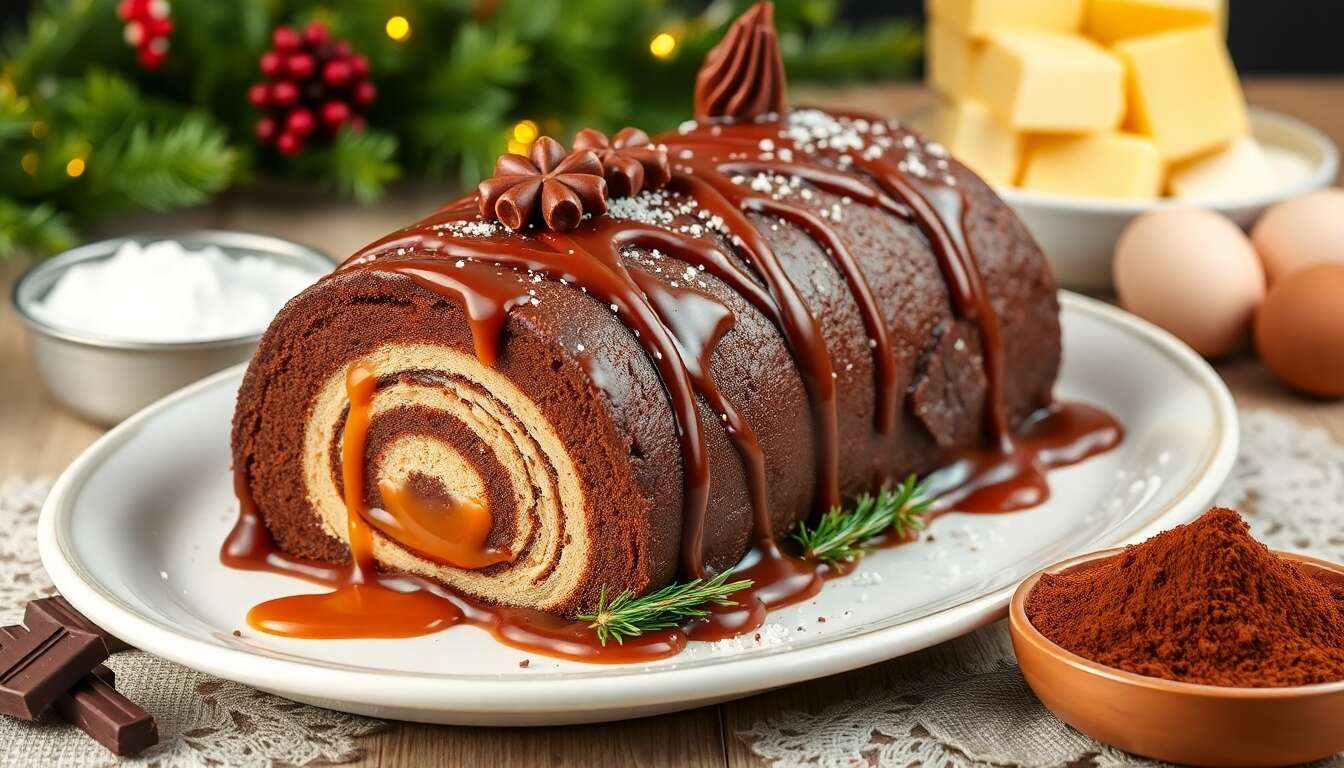 Bûche de Noël chocolat caramel : une douceur festive à savourer