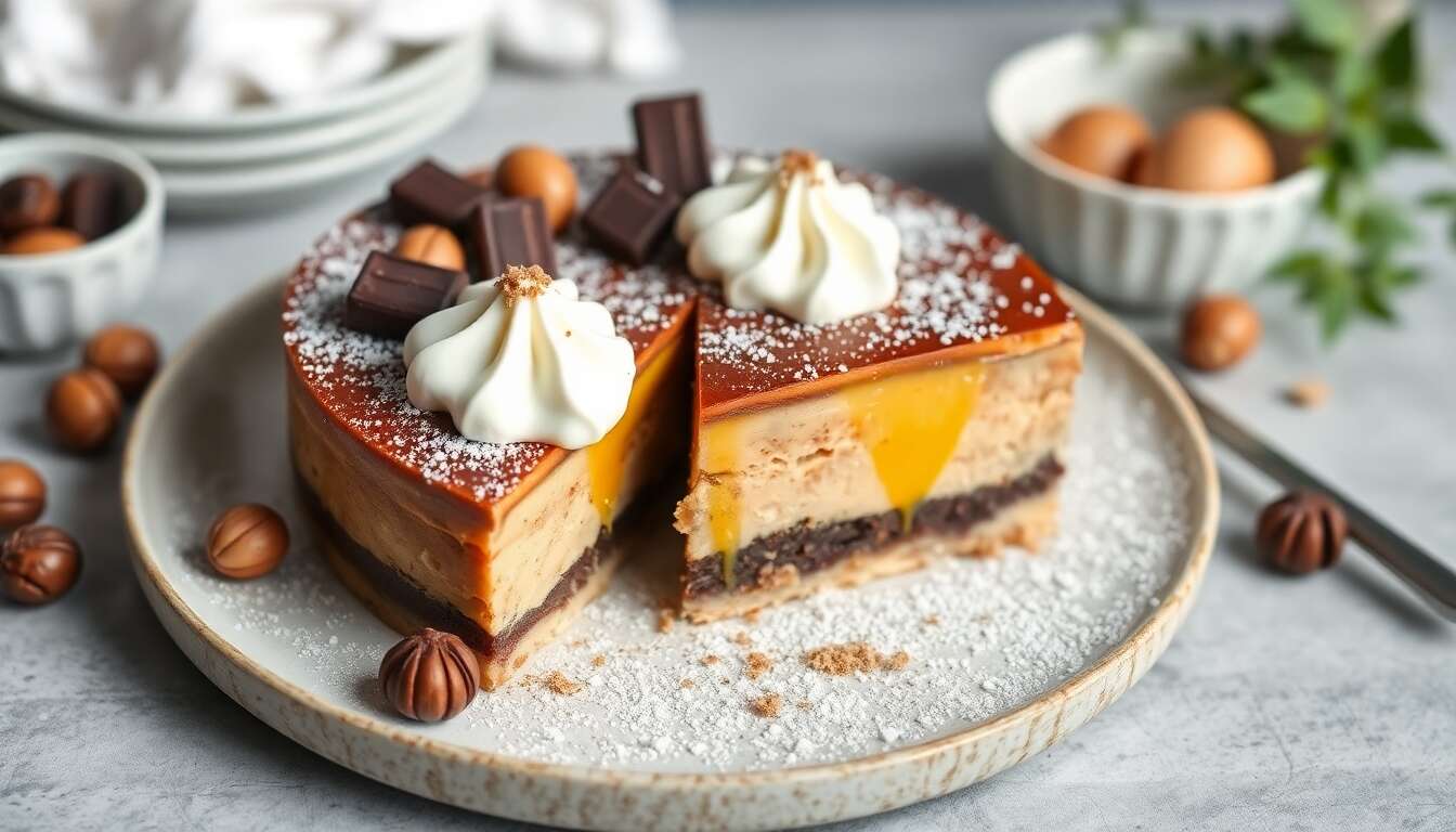 Tarte automnale noisettes, chocolat et pralin : la recette gourmande