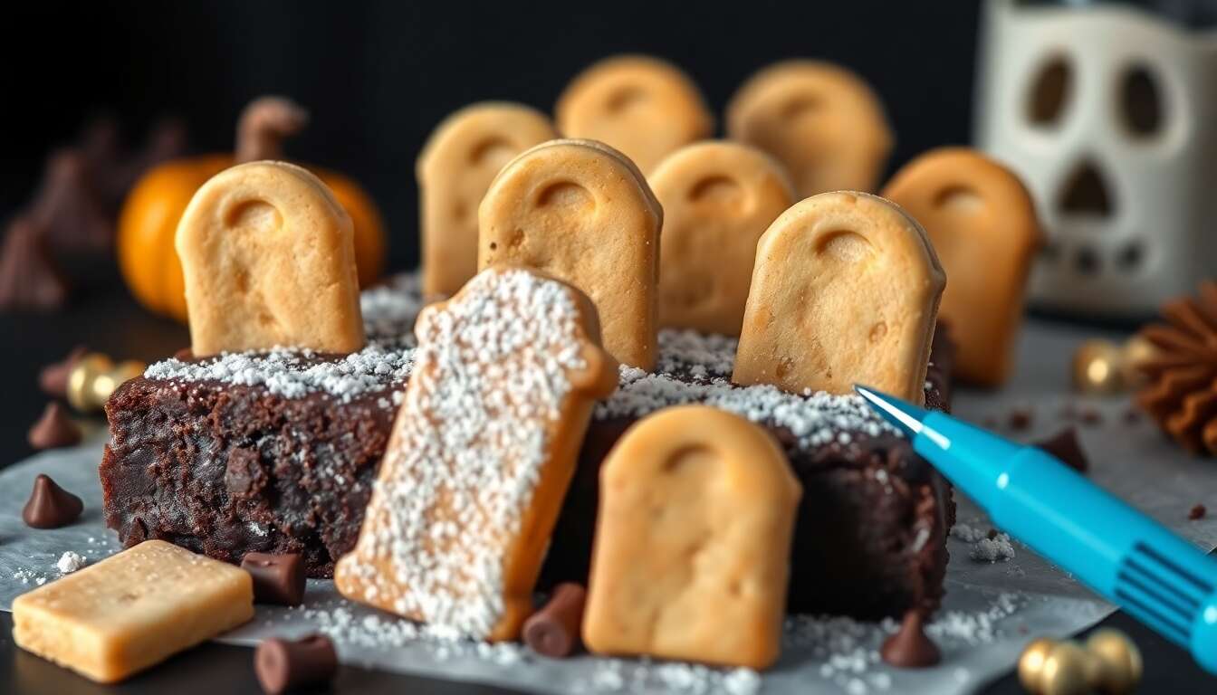 Recette Halloween : brownie cimetière terrifiant
