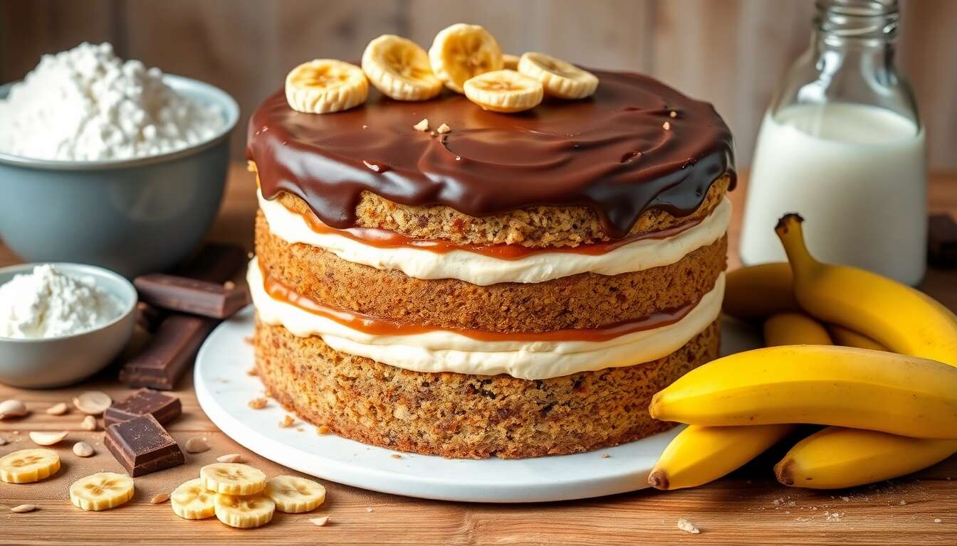 Layer Cake Banane Chocolat Caramel : recette Gourmande