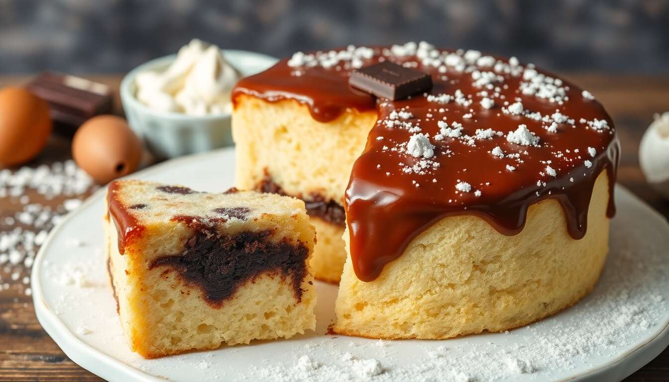 Gâteau vanille, insert chocolat et glaçage rocher : une recette gourmande