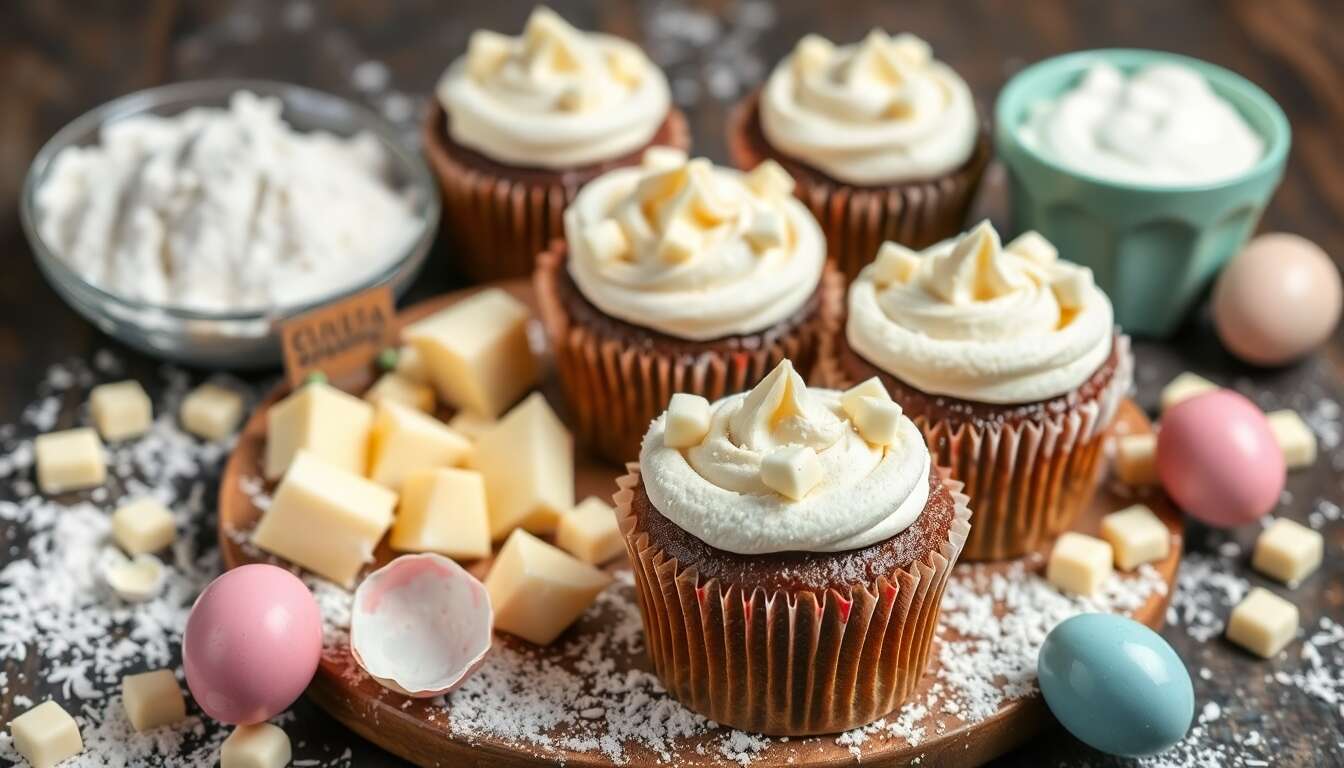 Cupcakes de Pâques au chocolat blanc : recette gourmande