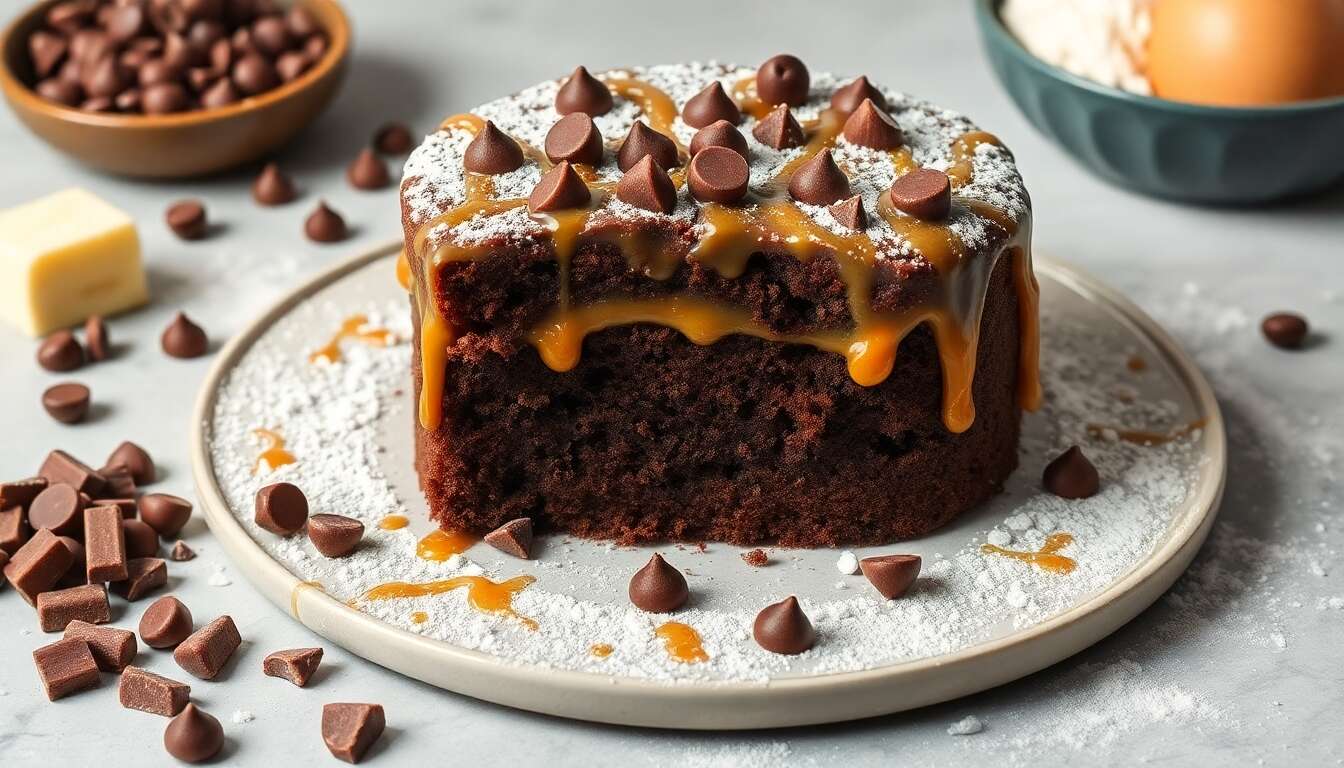 Gâteau au chocolat CBMS : caramel et insert aux pépites de lait malte