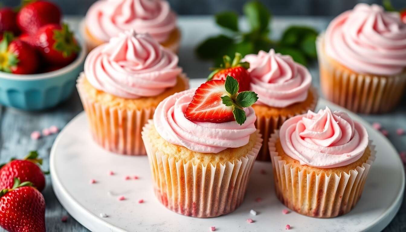 Recette de cupcakes à la fraise girly