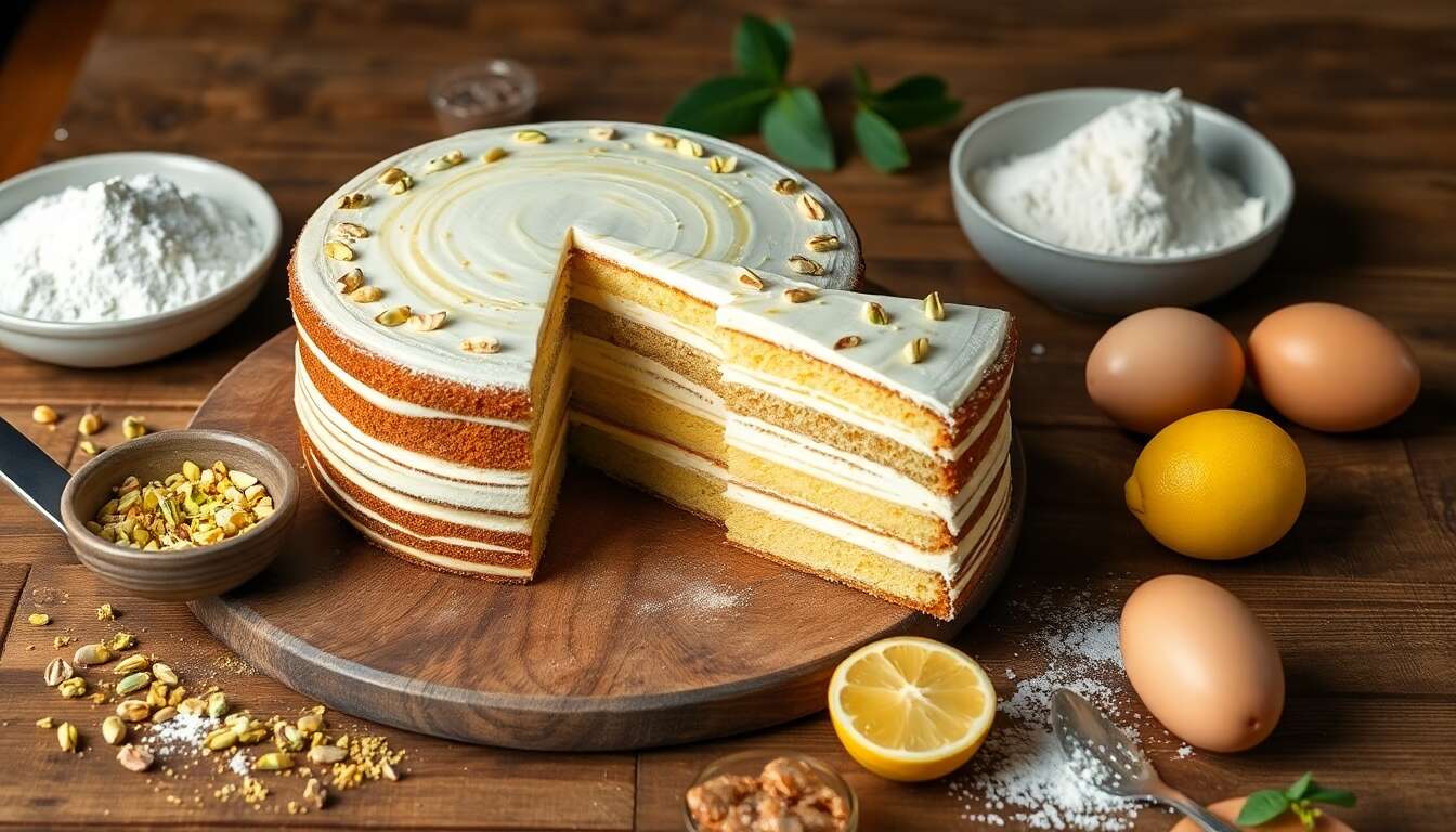 Gâteau rayé pistache citron : recette gourmande