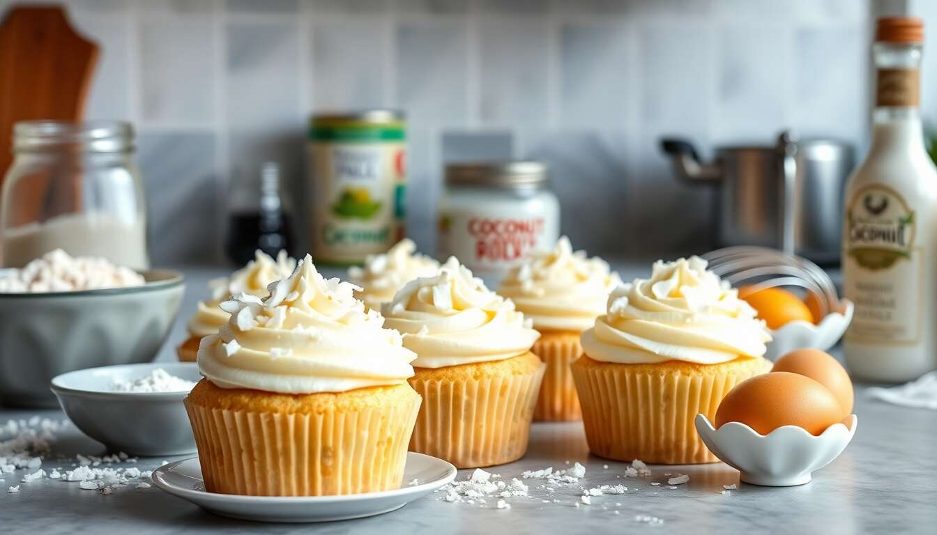 Recette de cupcakes ivoire coco : moelleux et gourmands
