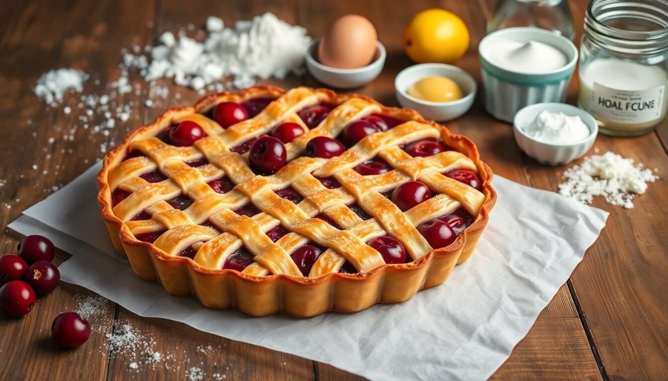 Tarte aux cerises façon treillis