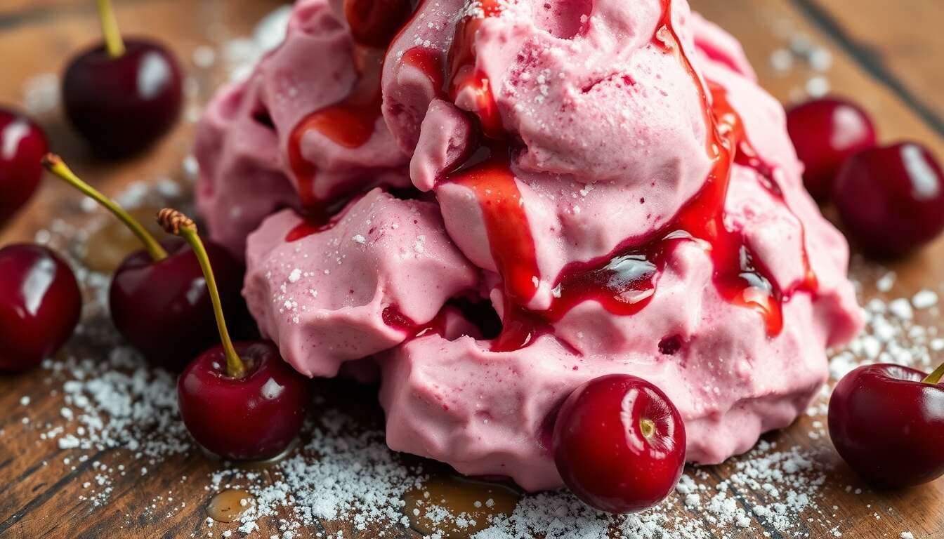 Glace à la cerise sans sorbetière : un délice luxueux