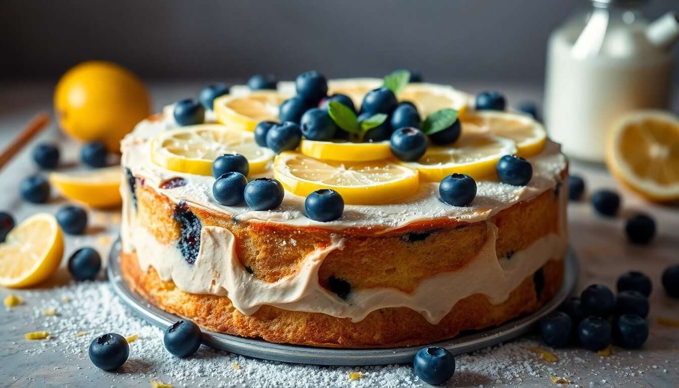 Gâteau fault line citron myrtille : recette irrésistible