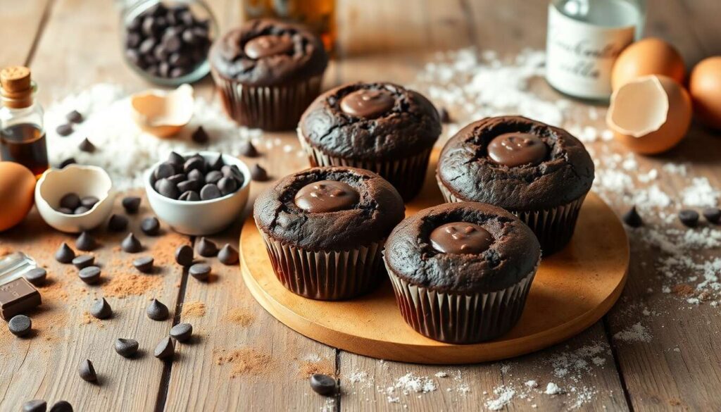 Muffins chocolat cœur gianduja : recette gourmande