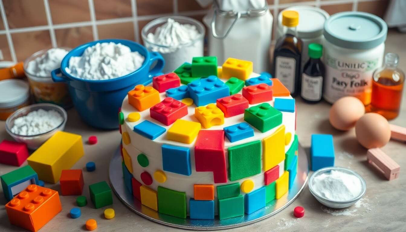 Recette de gâteau Lego en pâte à sucre