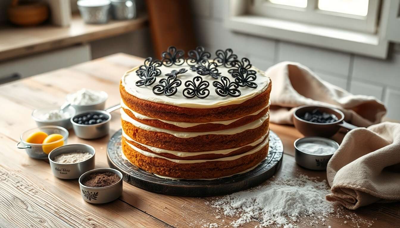 Layer cake : recette facile avec dentelle en chocolat