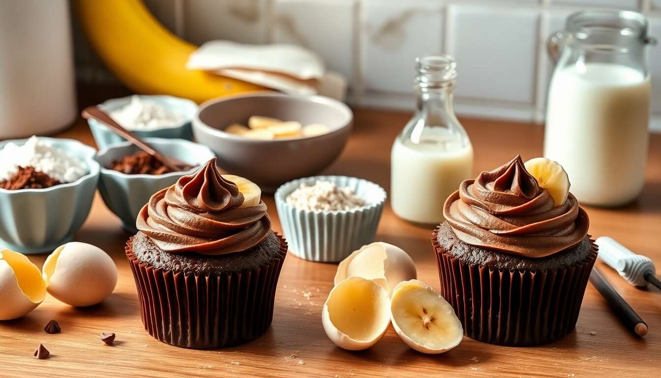 Recette de cupcakes banane et chocolat au lait
