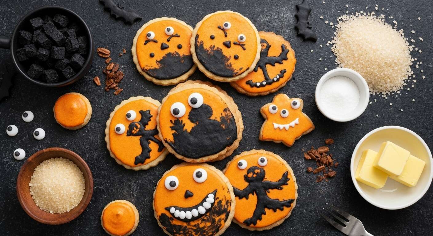 Recette de biscuits décorés : tableaux d'Halloween effrayants