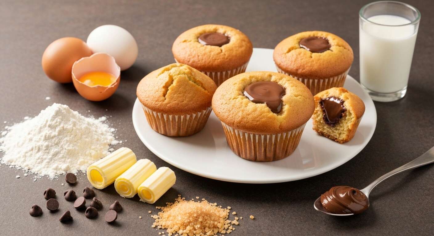 Cupcakes praliné : recette cœur fondant au chocolat