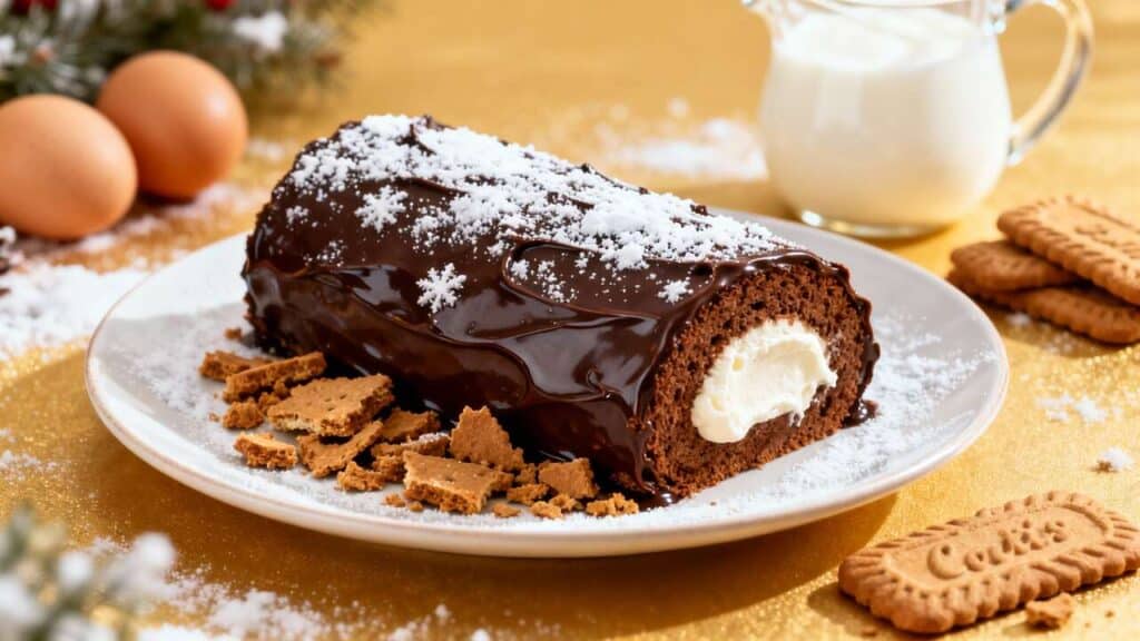 Bûche au chocolat, crème mascarpone et spéculoos