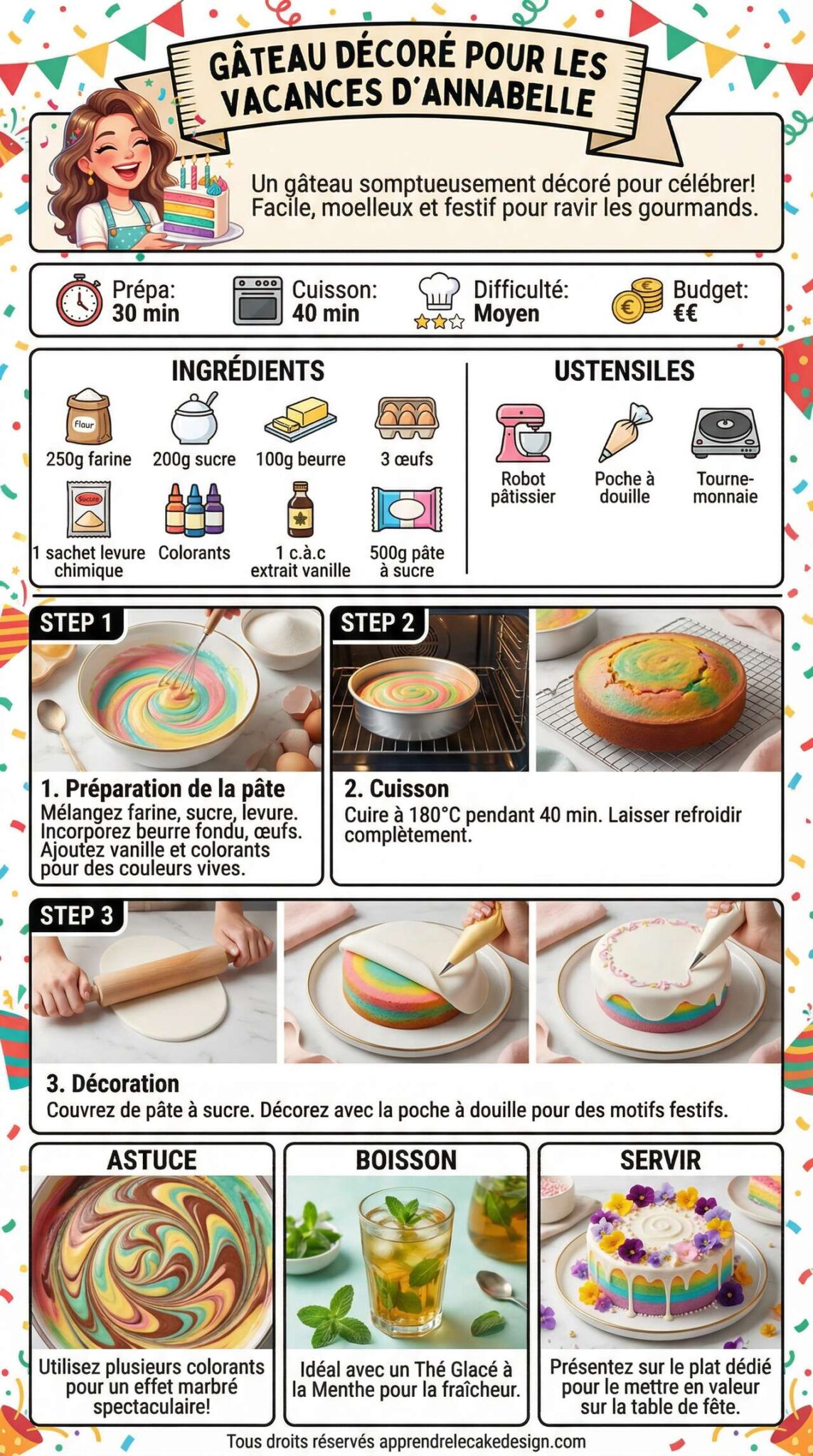 Fiche recette Recette de g&acirc;teau d&eacute;cor&eacute; pour les vacances d'Annabelle