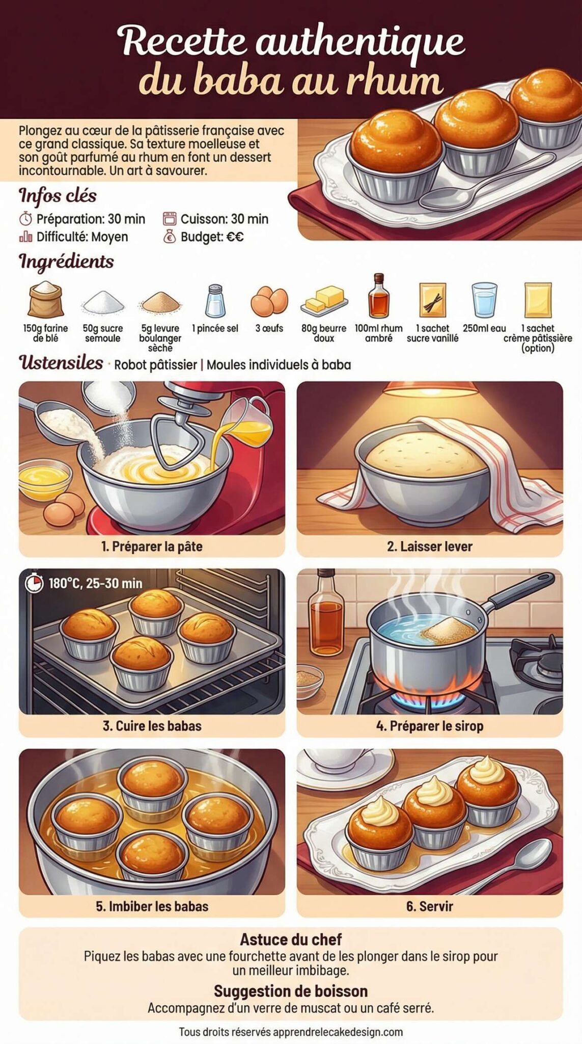 Fiche recette Recette authentique du baba au rhum