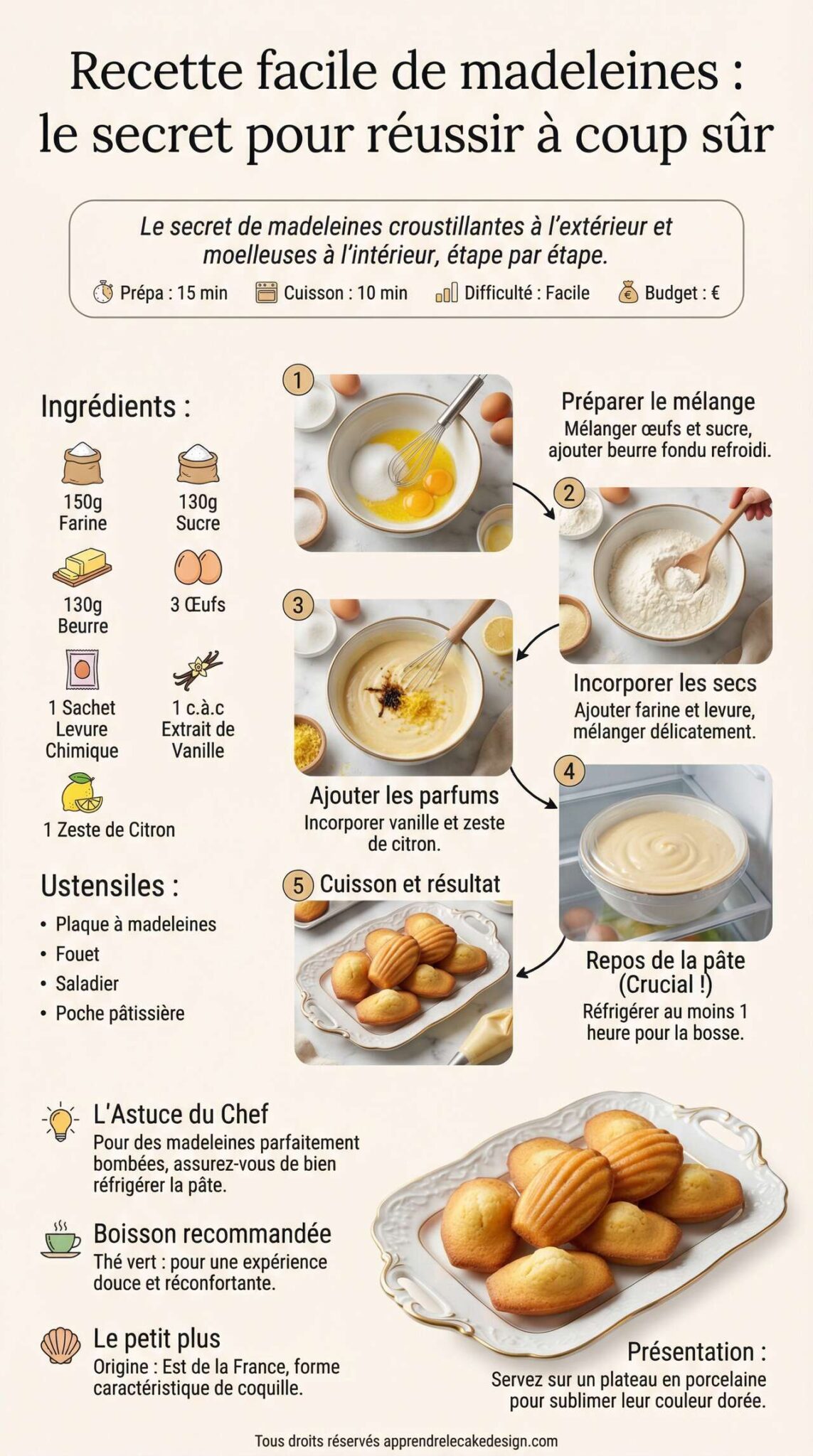Fiche recette Recette facile de madeleines : le secret pour r&eacute;ussir &agrave; coup s&ucirc;r