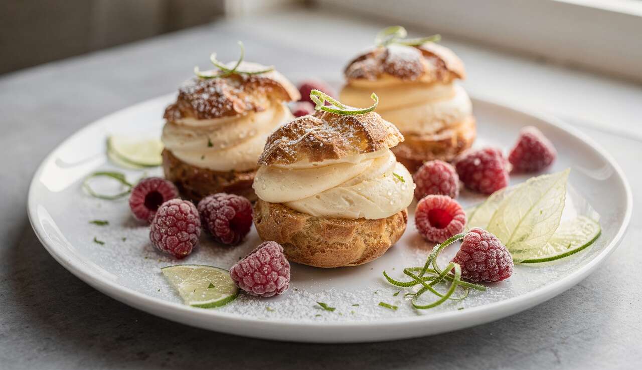 Recette de choux framboises et citron vert d'Adele