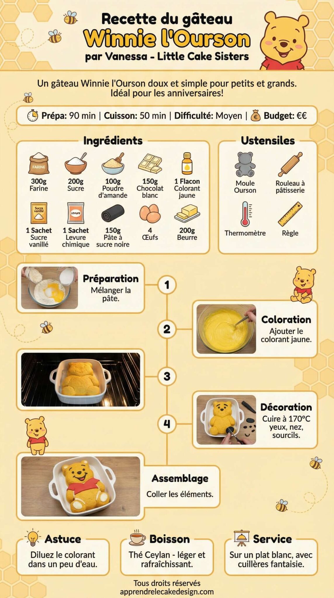 Fiche recette Recette du g&acirc;teau Winnie l'Ourson par Vanessa - Little Cake Sisters