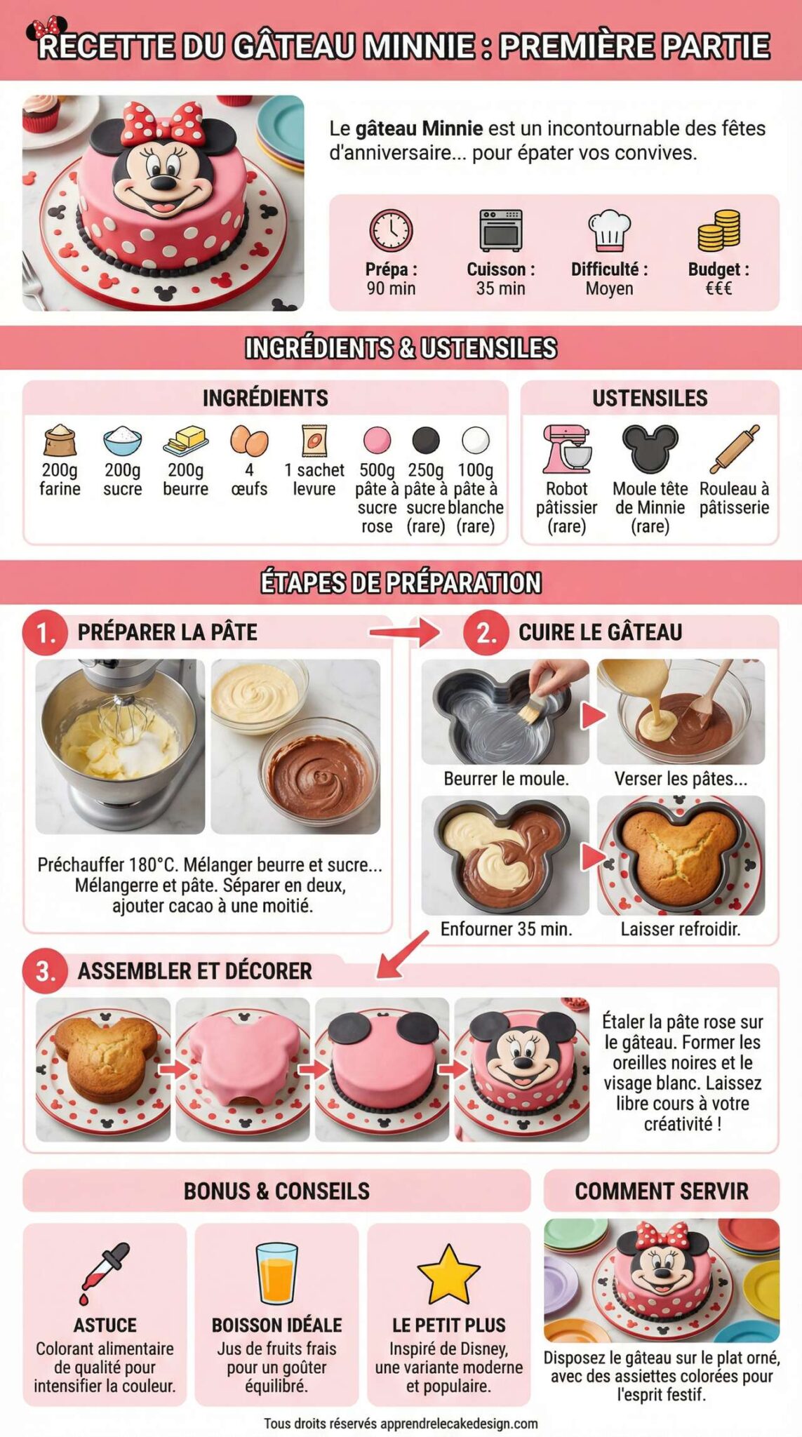 Fiche recette Recette du g&acirc;teau Minnie : premi&egrave;re partie