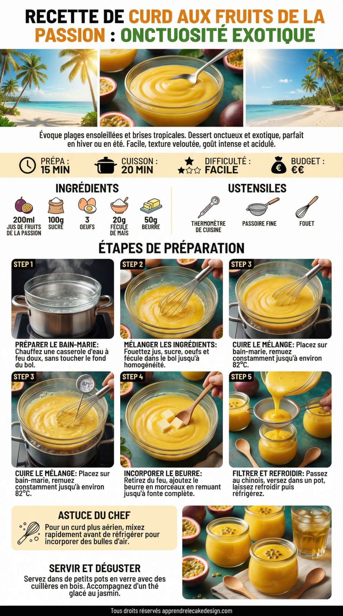 Fiche recette Recette de curd aux fruits de la passion : onctuosit&eacute; exotique