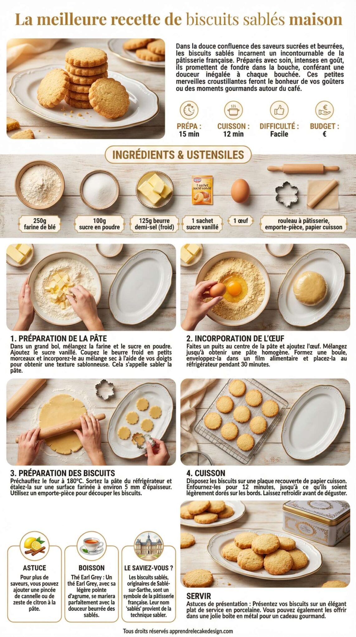 Fiche recette La meilleure recette de biscuits sabl&eacute;s maison