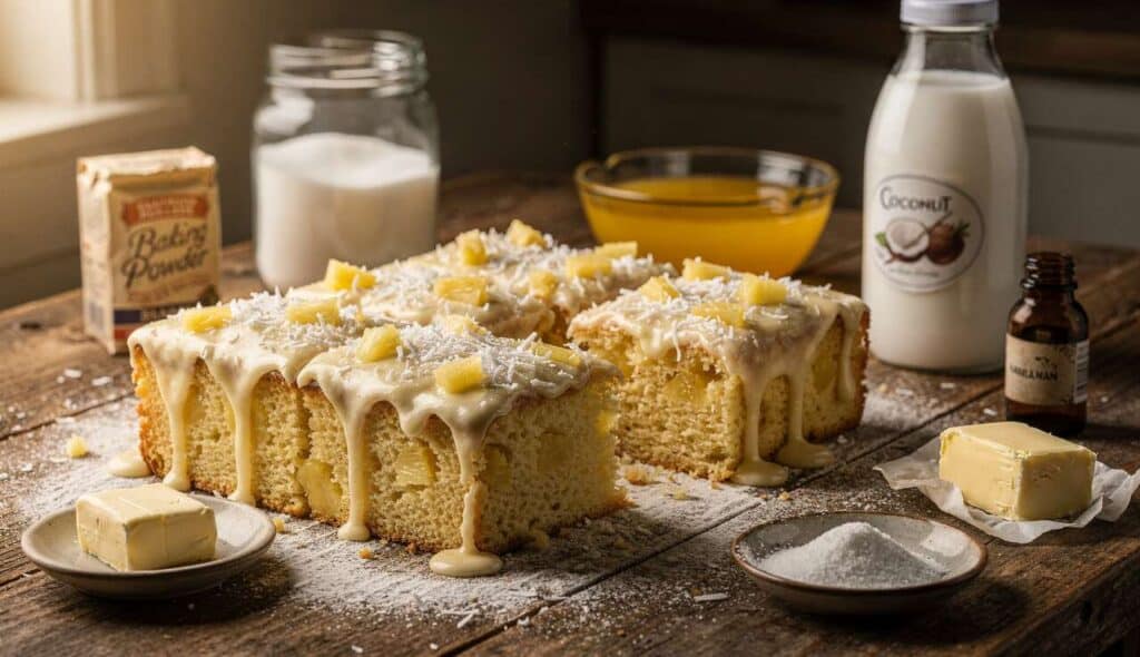 Recette de poke cake à l'ananas et coco