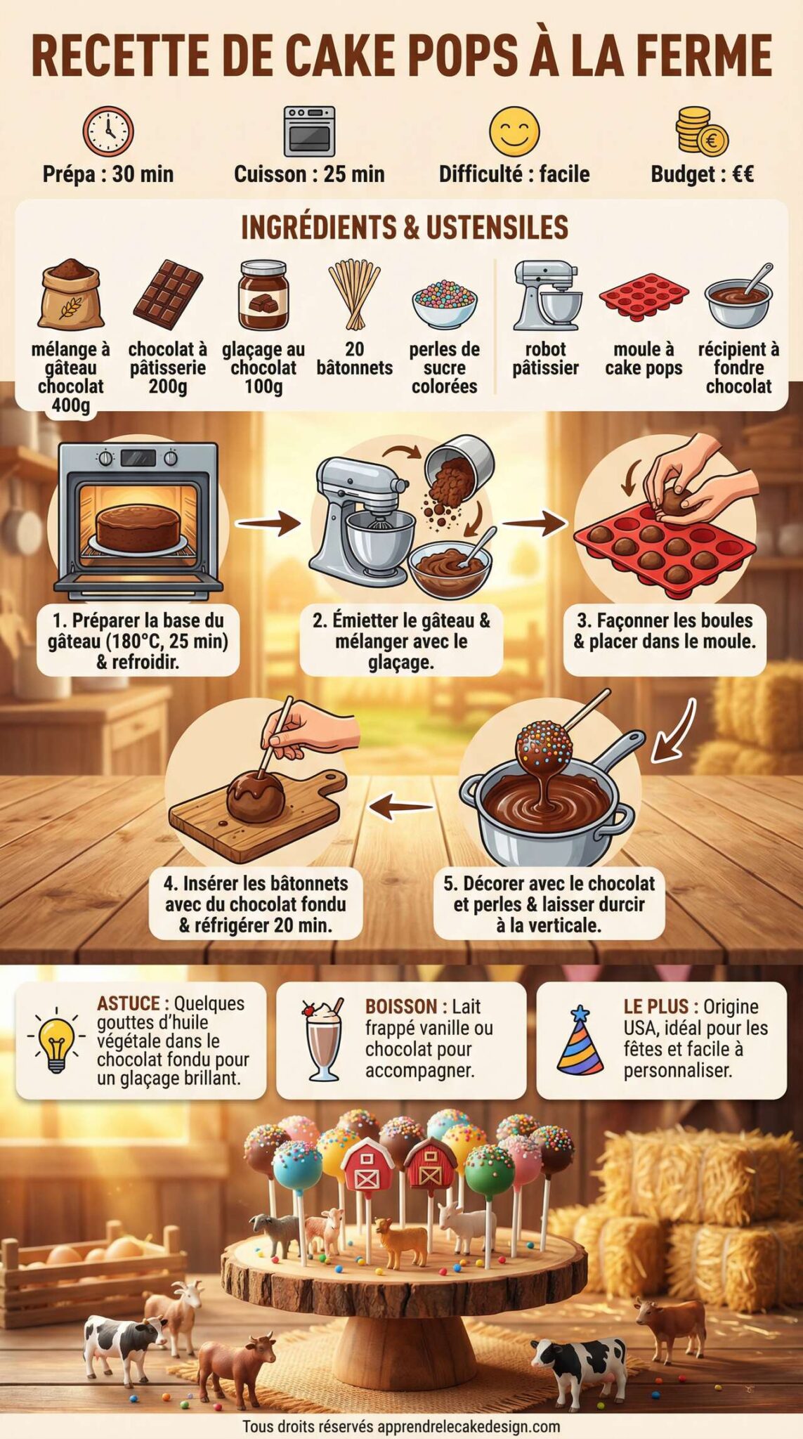 Fiche recette Recette de cake pops &agrave; la ferme