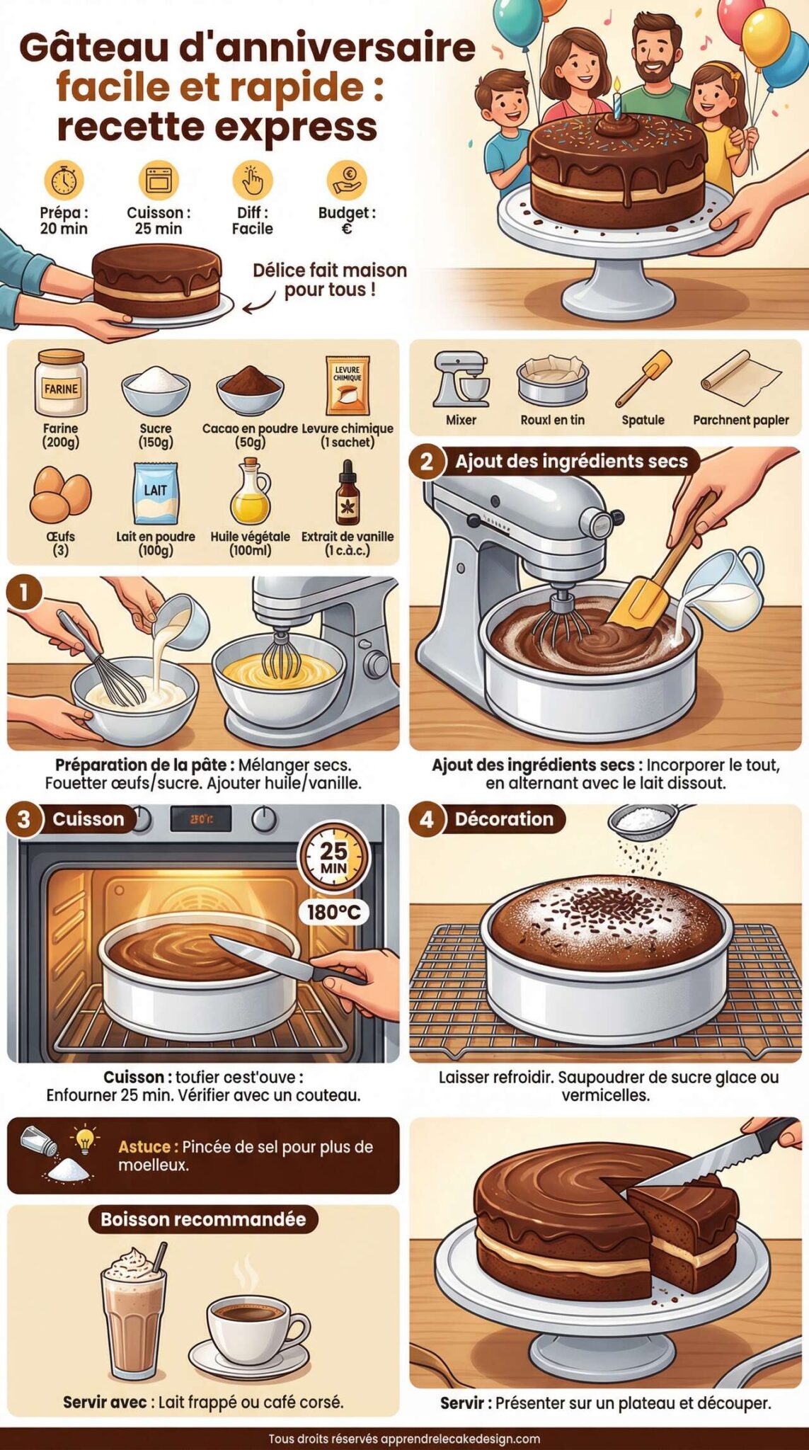 Fiche recette G&acirc;teau d'anniversaire facile et rapide : recette express