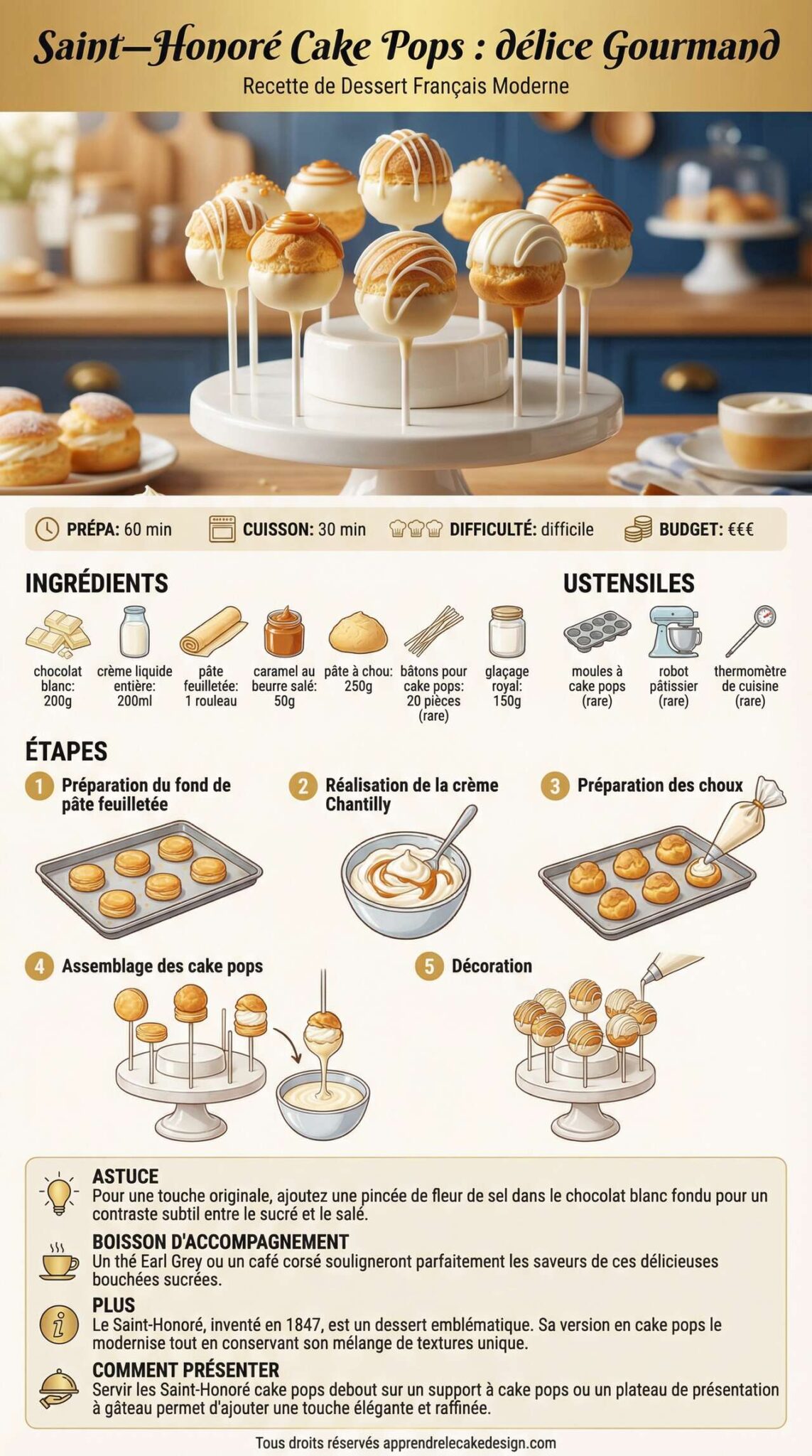 Fiche recette Recette de Saint-Honoré Cake Pops : délice Gourmand Fiche recette Recette de Saint-Honoré Cake Pops : délice Gourmand