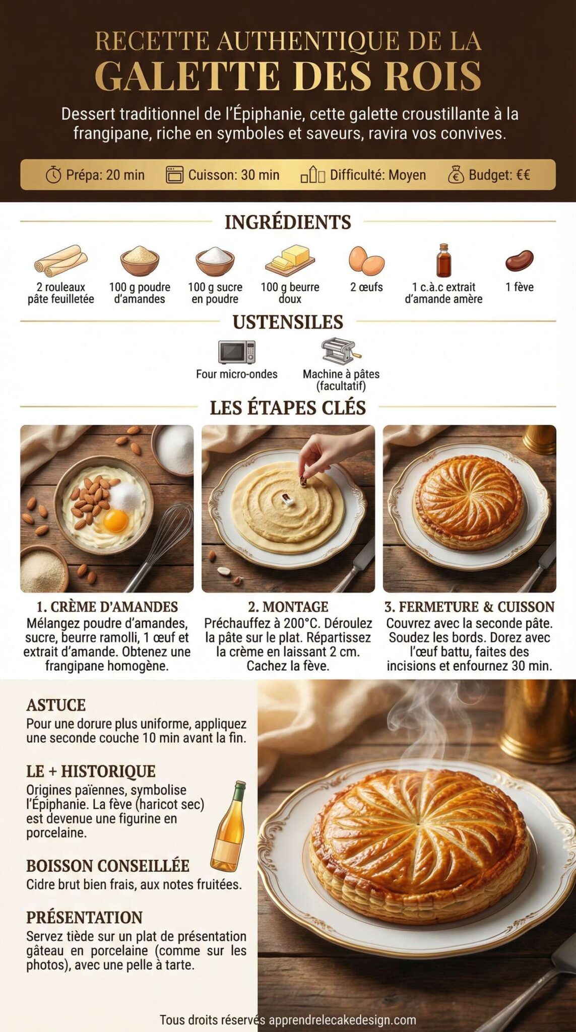 Fiche recette Recette authentique de la galette des rois