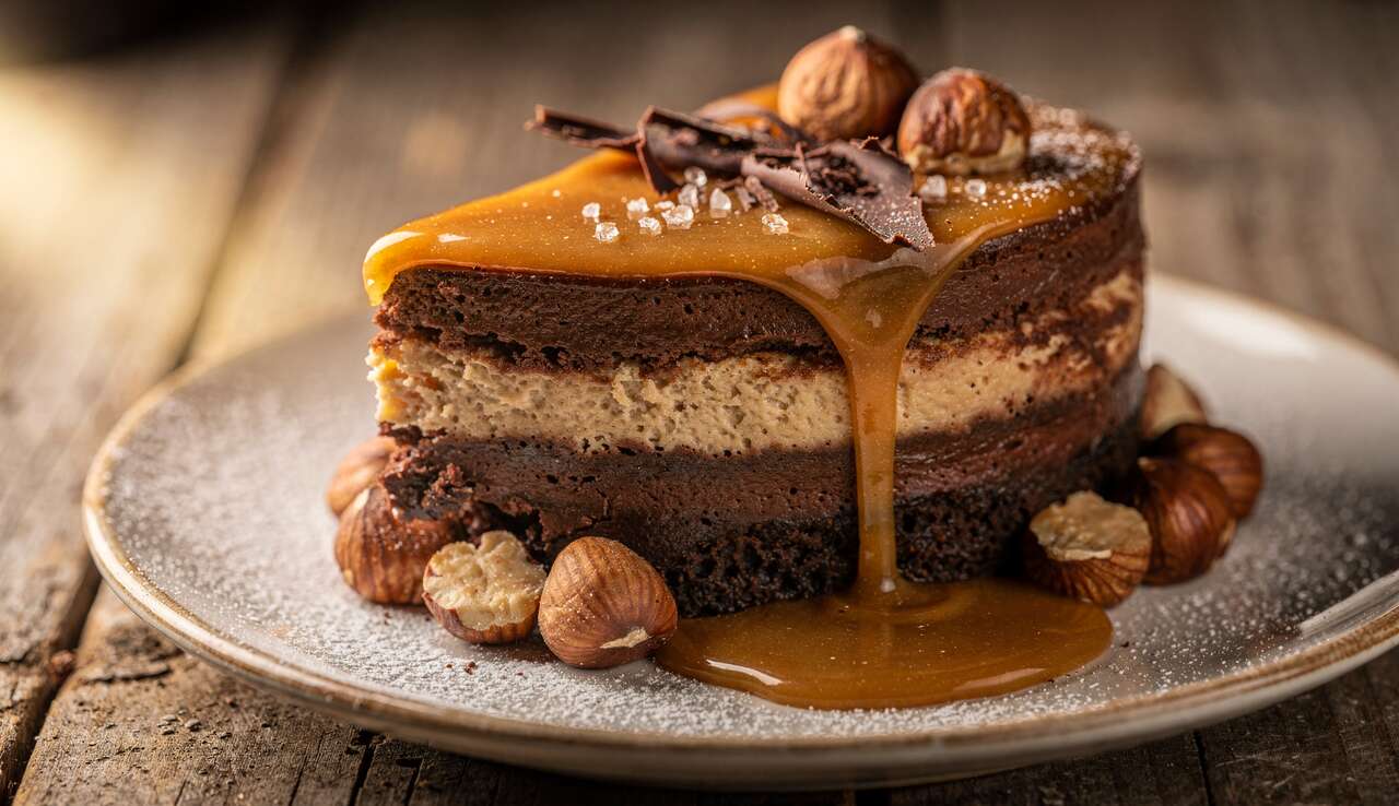 Entremets chocolat, noisettes et caramel : recette gourmande