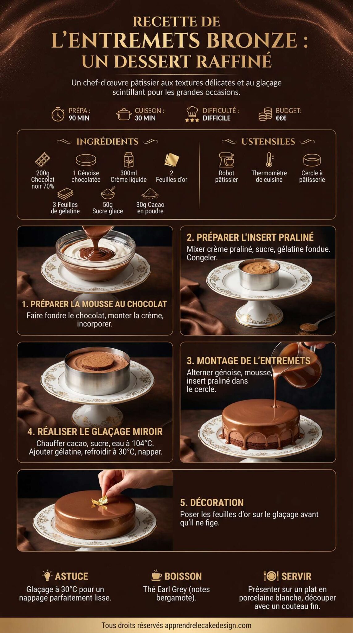 Fiche recette Recette de l'entremets bronze : un dessert raffin&eacute;