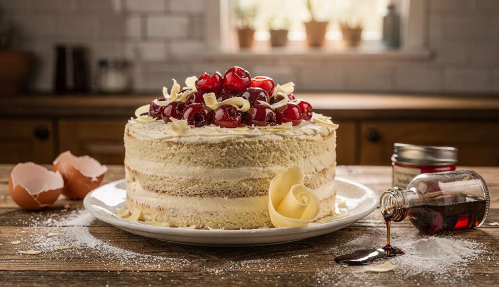 Recette de Layer Cake Chocolat Blanc et Griottes