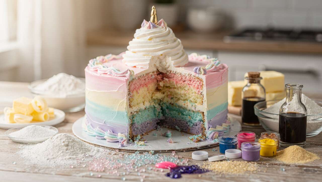 Gâteau licorne facile sans pâte à sucre : recette simple et colorée