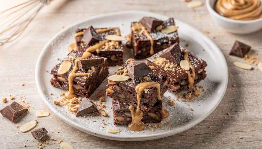 Recette des carrés au chocamande et beurre de cacahuètes
