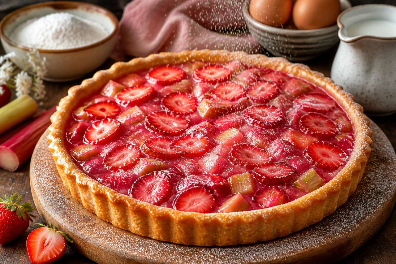 Recette de tarte fraise rhubarbe facile et gourmande