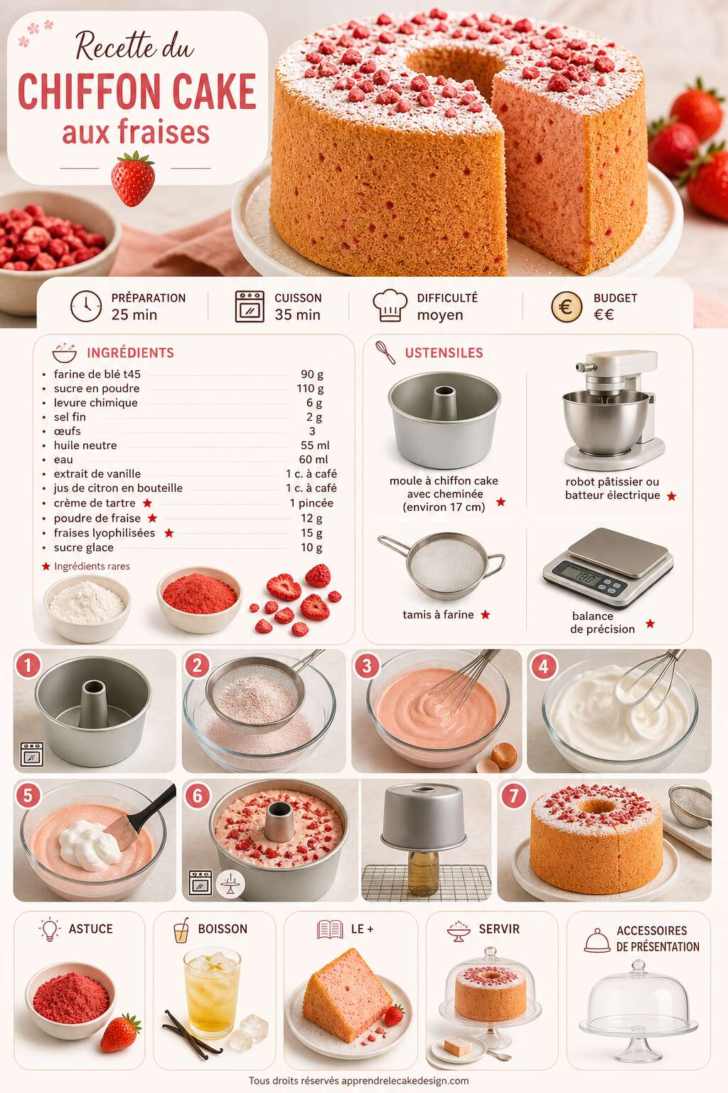 Fiche recette Recette du chiffon cake aux fraises