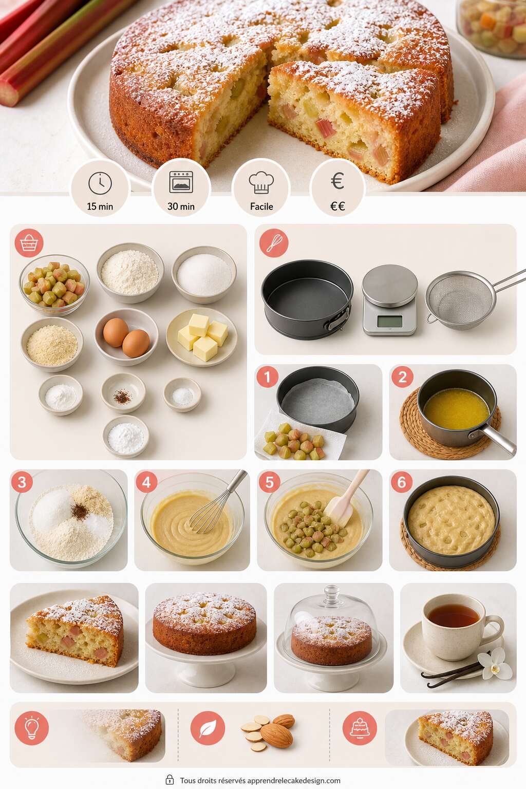 Fiche recette Recette du moelleux à la rhubarbe fondant et facile Fiche recette Recette du moelleux à la rhubarbe fondant et facile