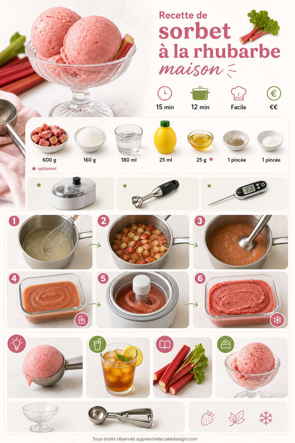 Fiche recette Recette de sorbet &agrave; la rhubarbe maison