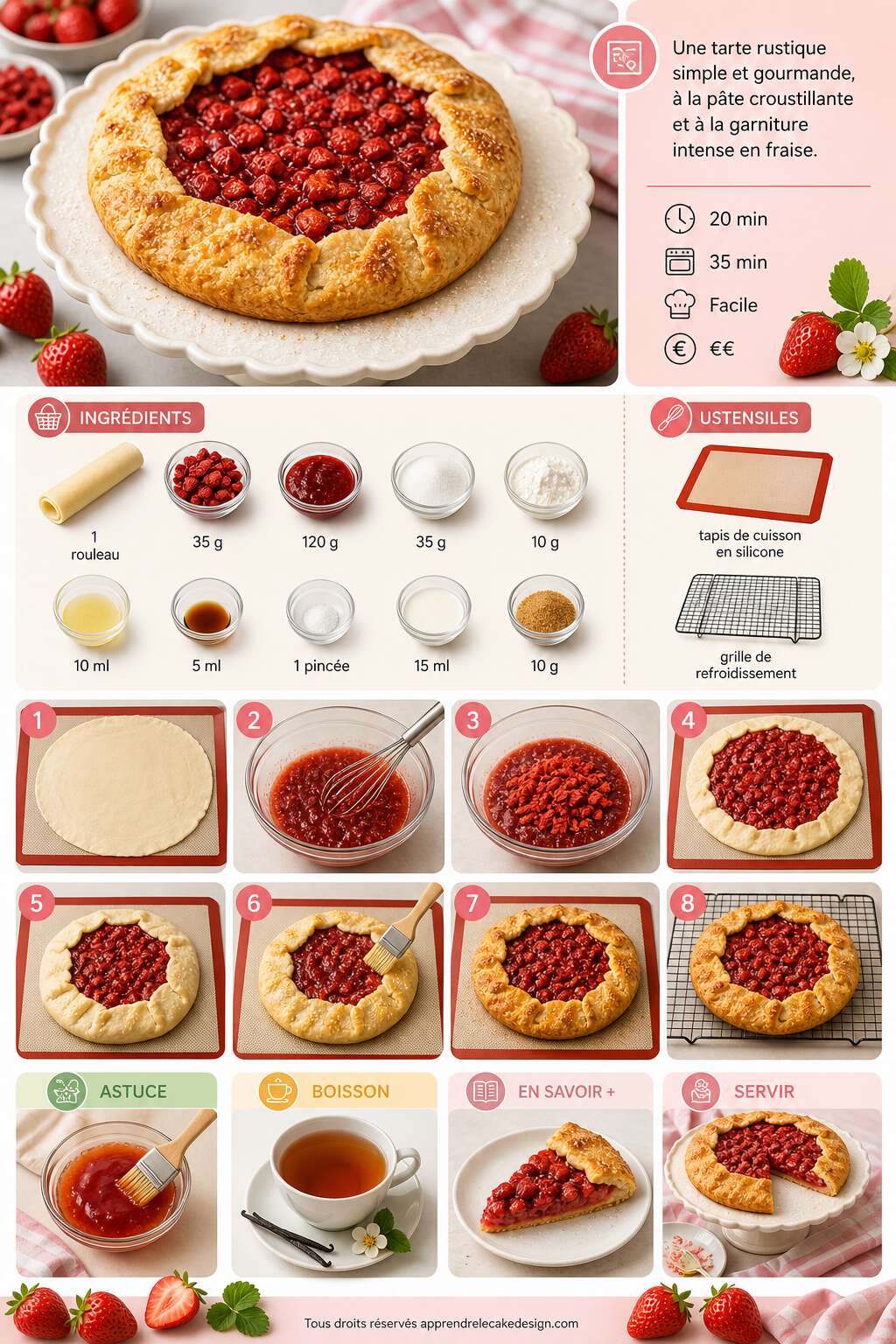 Fiche recette Recette de tarte rustique aux fraises