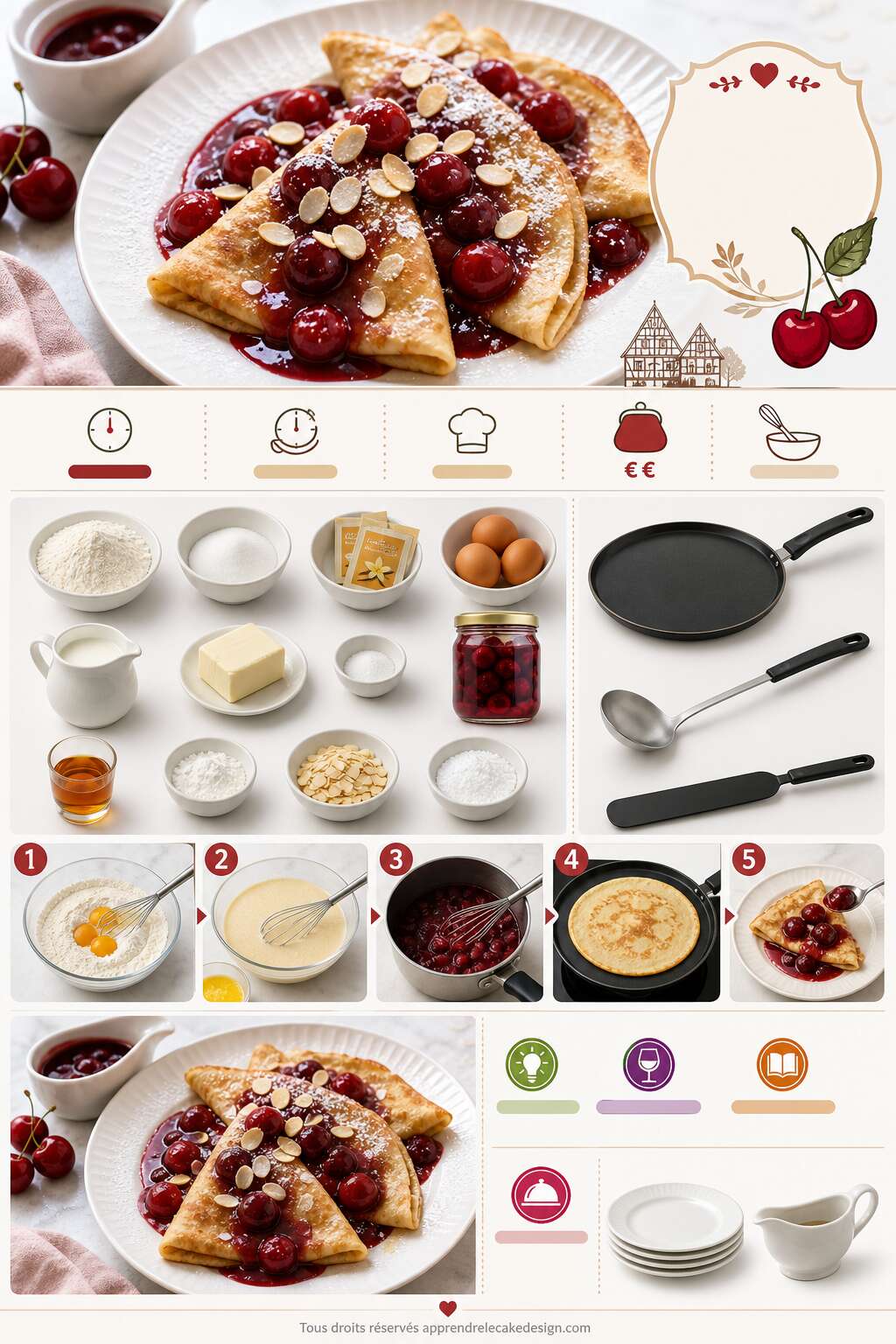 Fiche recette Recette des crêpes alsaciennes aux cerises Fiche recette Recette des crêpes alsaciennes aux cerises