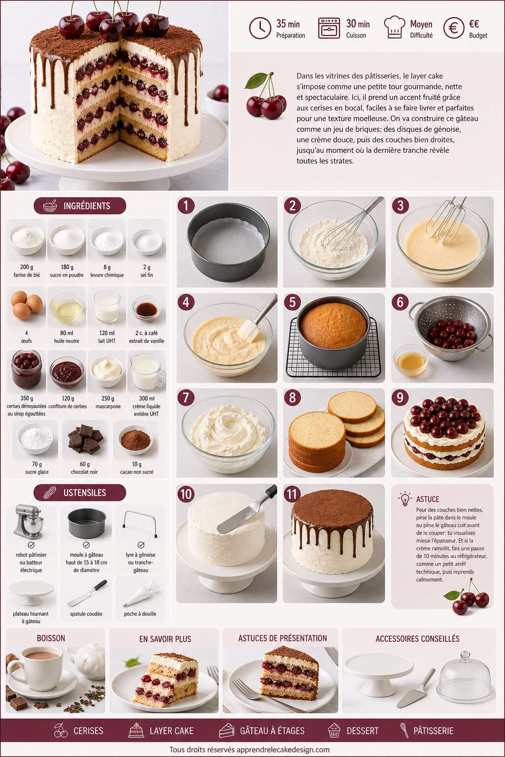 Fiche recette Recette du layer cake aux cerises