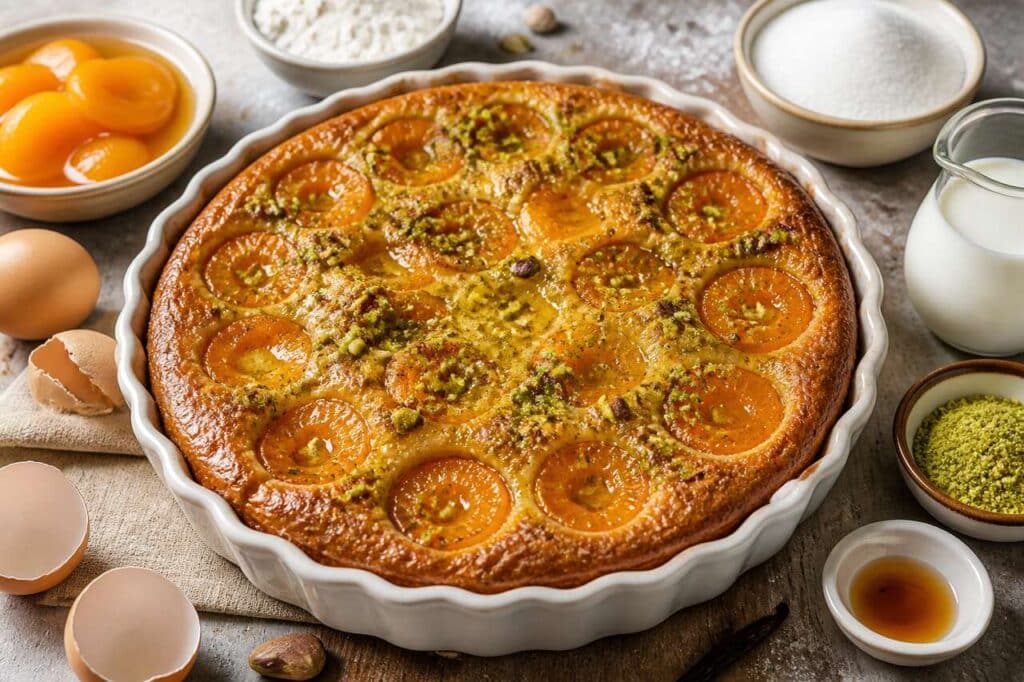 Recette du clafoutis aux abricots et à la pistache