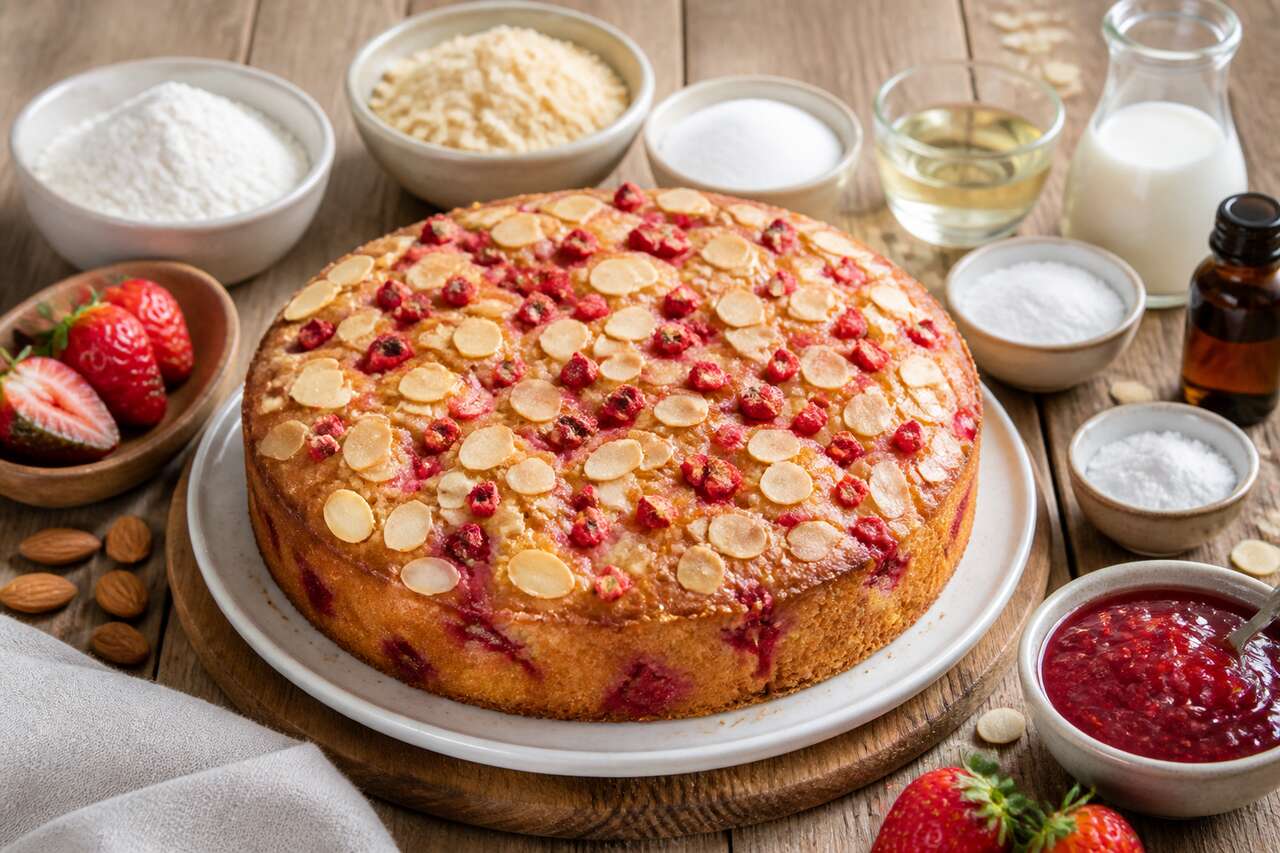 Recette du cake aux amandes et aux fraises