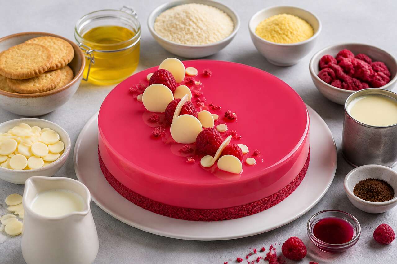 Recette d'entremets inspiration framboise