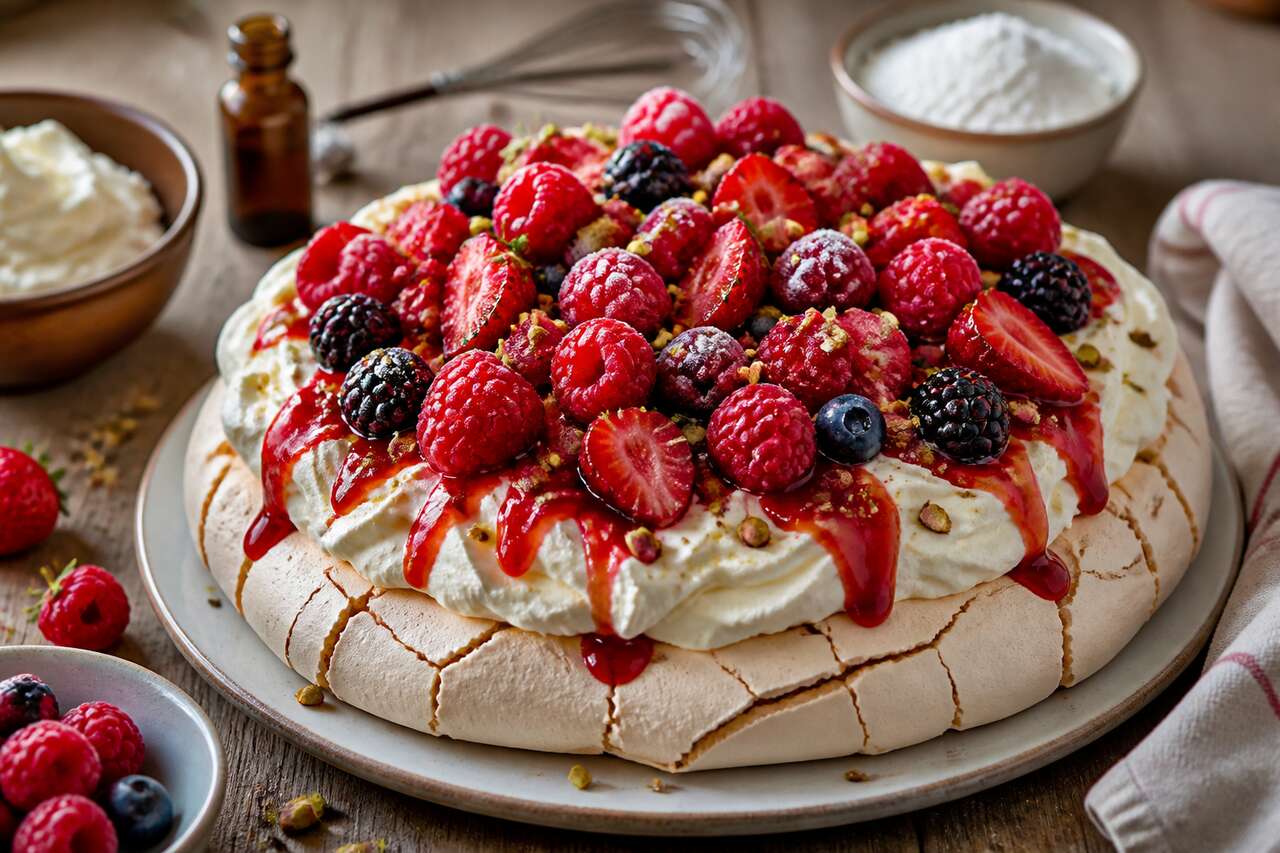 Recette de pavlova aux fruits rouges